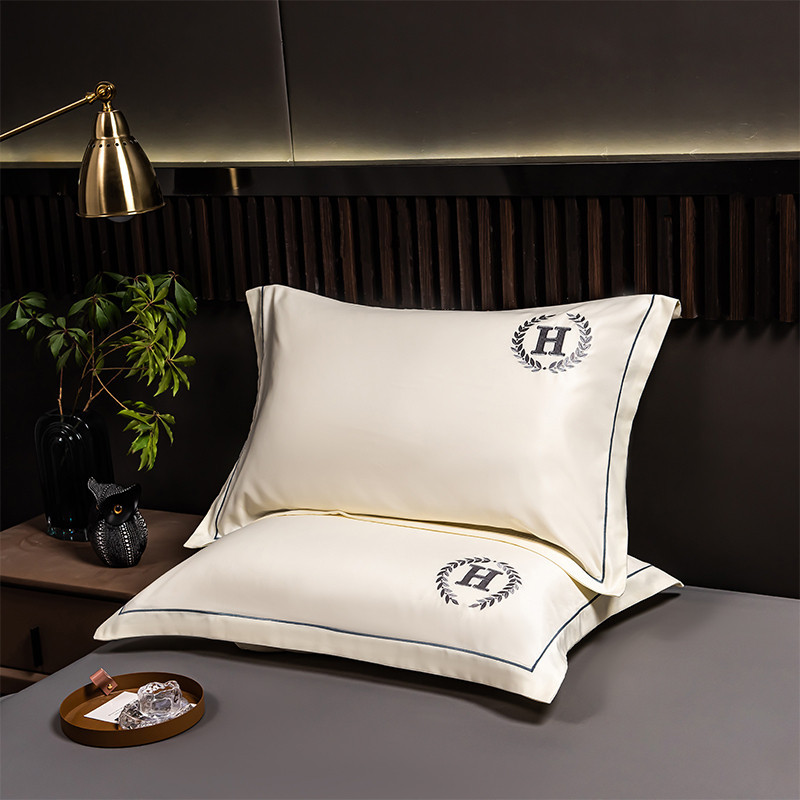 New Style Caron Series Washed Silk Single Pillowcase Cool Not Ice Plain Color Ice Silk Pillowcase Thin Style Pillowcase Embroidered Pillowcase Pair Pillowcase 48 * 74cm Envelope Pillowcase