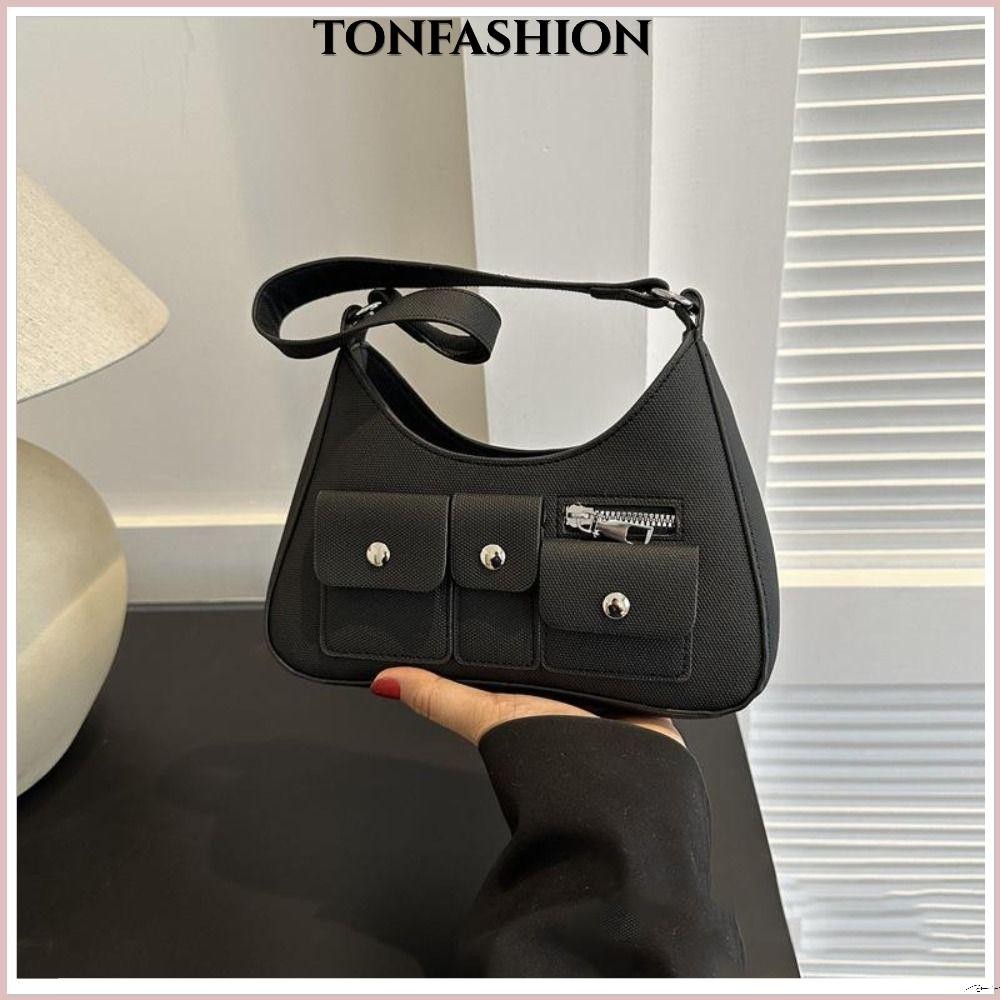 TONFASHION Motorcyclist Handbag, Y2k Retro Shoulder Armpit Bag, Gothic Female Purse Women