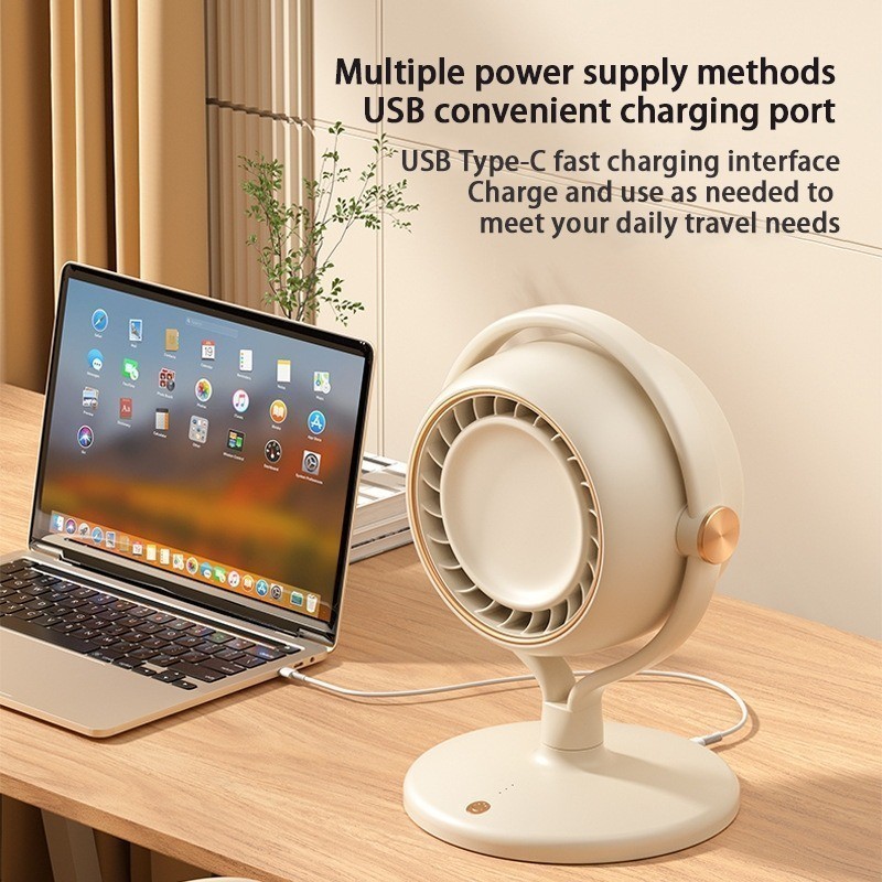 Modern Table Fan with USB Charges Potable Fan Intelligent Silent Desk Fan Kipas Meja 3 wind mode Air Circulation
