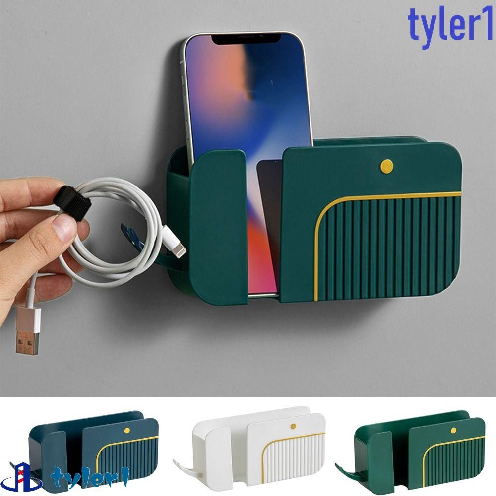 TYLER1 Wall Debris Storage Holders, Plastic 2 In 1 Mobile Phone Storage Box, Multifunctional Wall-mounted Punch-free Space Saving Remote Control Storage Rack Office