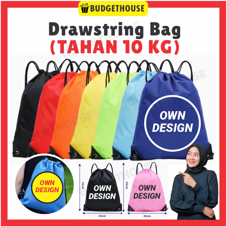 Drawstring Bag Custom + Print Colour Logo / Wording / Picture / QR  Sports Backpack Waterproof Bag Pack Tuition Bag