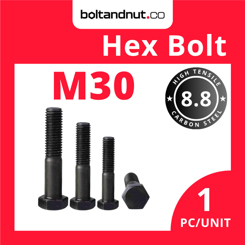 M30 Hex Bolt DIN931 | Half Thread Skru | Grade 8.8 High-Tensile Steel | Black Oxide Coating | M30 Screw
