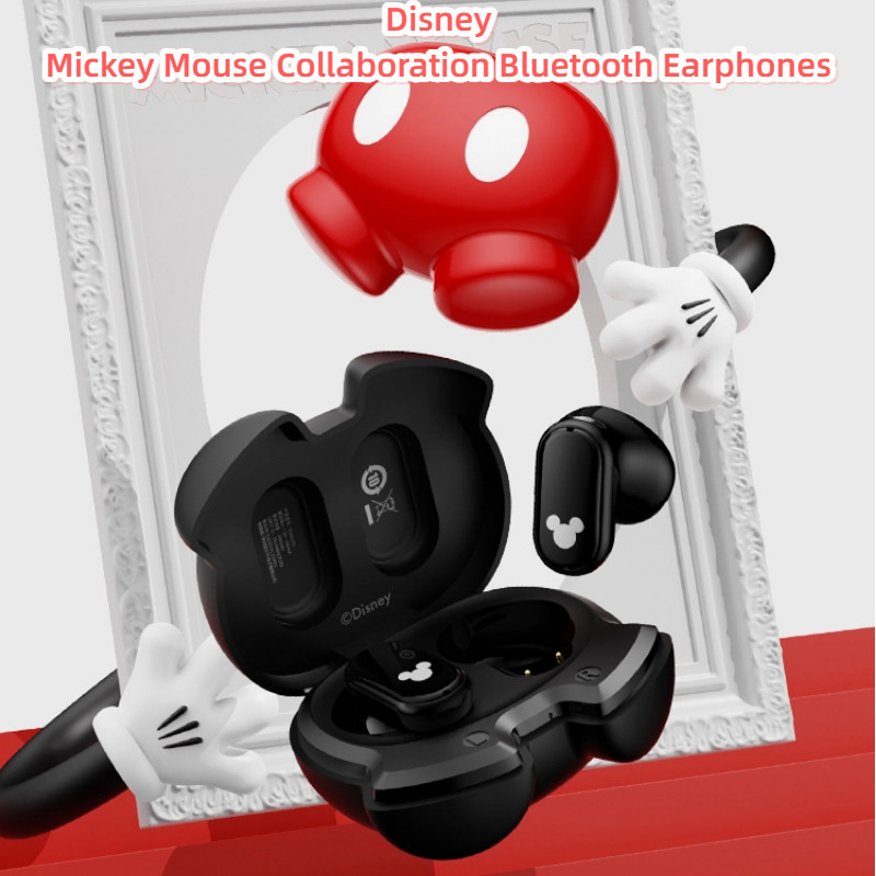 Disney Mickey Co-Branded Cartoon Bluetooth Headset TWS D01 Wireless Half-In-Ear Style Sports headphones Ear Buds High-Face Cartoon Earphone Gift Sound Quality Stereo Bluetooth Headphone