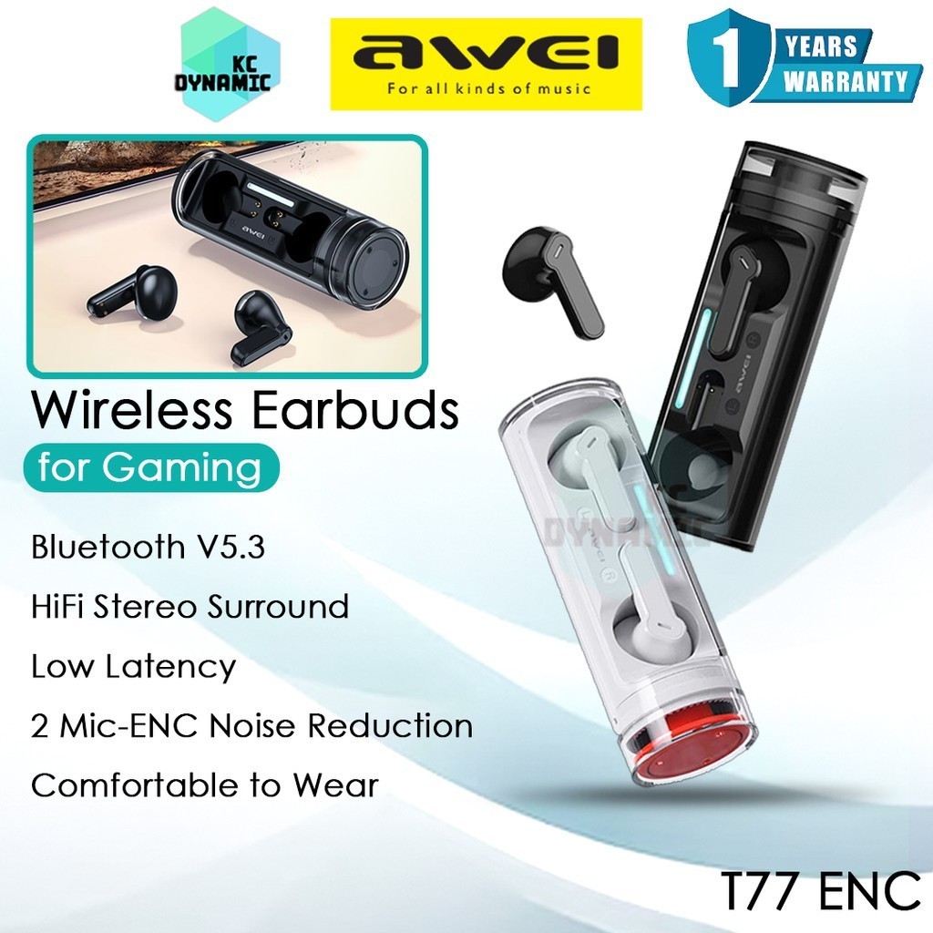 Awei T77 ENC Wireless Earbuds Dual Mic Noise Reduction Headphone In-Ear Earphone Sport Awei Bluetooth Earbuds
