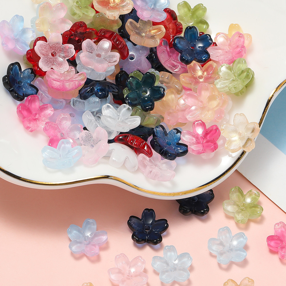 St. kunkka 10Pcs Sakura Glass Flower Beads 10.5mm Glass Receptacle Bead Base for DIY Bracelet Necklace Making