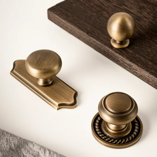 Food Utensil Antique Brass Cabinet Handle Backplate Solid Bronze Vintage Wardrobe Pull Kitchen Cupboard Door Knobs Fu... - Image 3