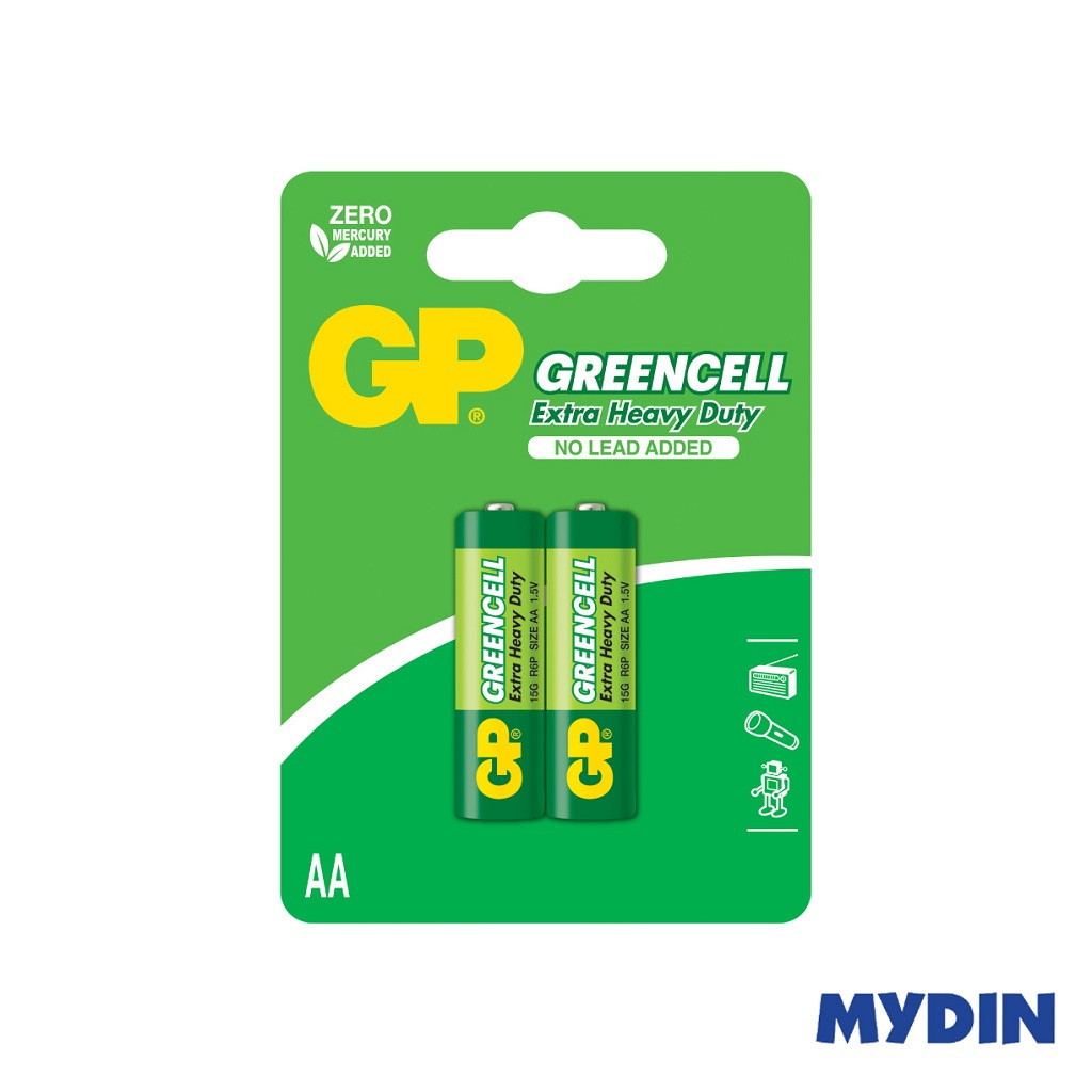 GP Greencell Extra Heavy Duty Battery AA (2's)