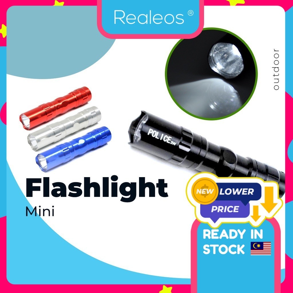 Realeos Mini Waterproof 3W LED Flashlight Outdoor Camping Hiking Tactical Torch Light Flash R484