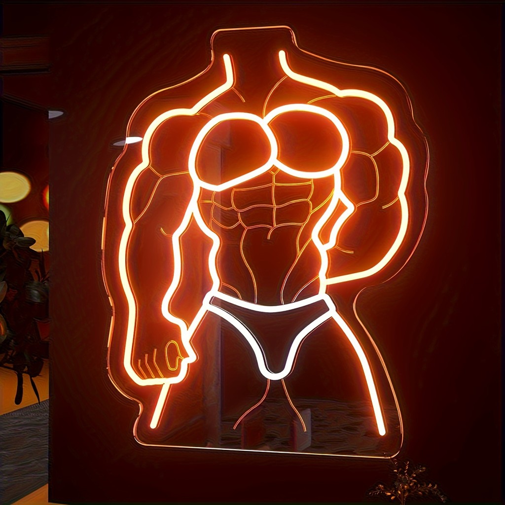 Men's Neon Light，Men's Neon Lights Are for Your Spouse、Cool Birthday Gift for Family Or Friends，Orange LED Neon Light Suitable for Decoration Men's Cave、Bar、Gym、Game Room and Bedroom。Neon Sign