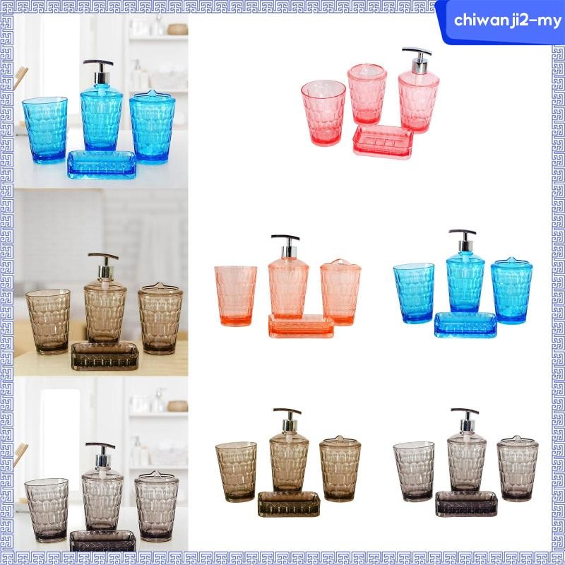 [ChiwanjibaMY] 4x Toothbrush Holder Soap Dispenser Apartment Essentials Toiletries Storage Case