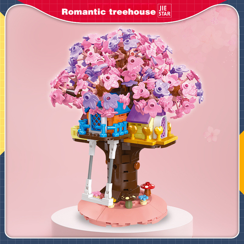 Jie STAR Building Blocks Romantic Tree House Influencer Desktop Decoration Children Educational Assembling B