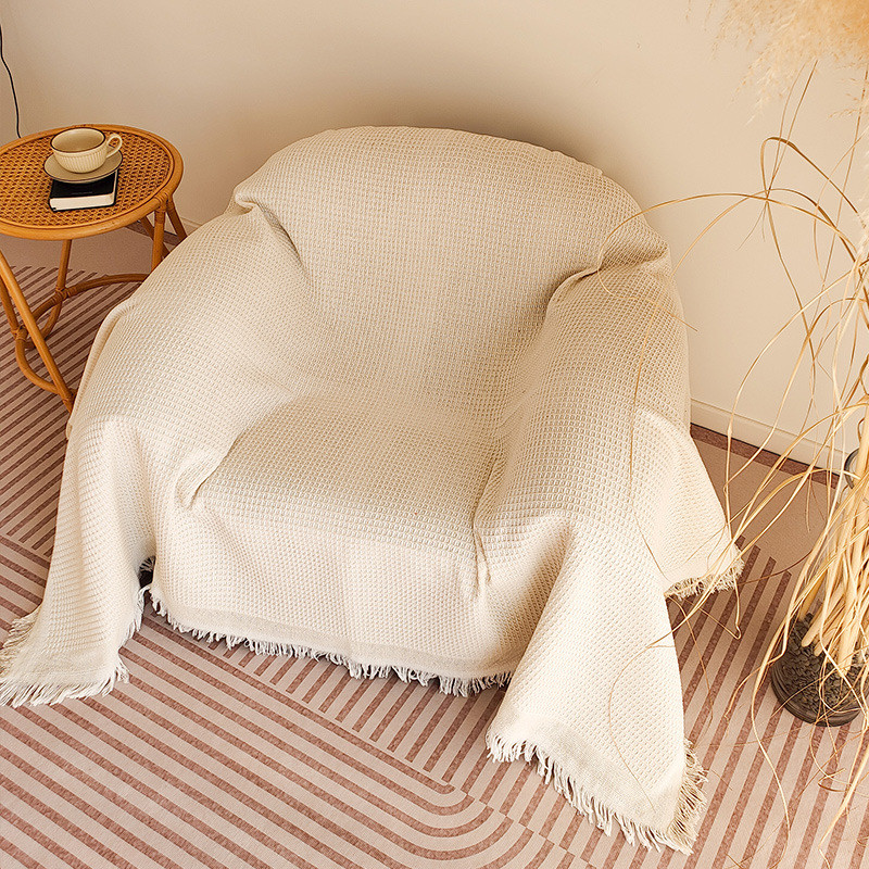Plain Color Single Sofa Towel Cover Cloth American Country Simple One-Piece Sofa Cover…