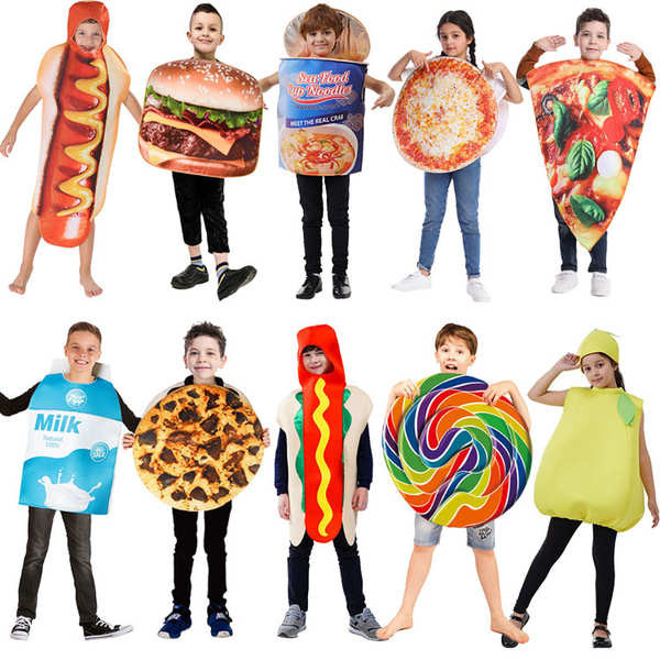 baby cosplay Pesta makanan kanak-kanak Krismas mi segera hot dog burger buah donat pizza berdandan kostum pentas