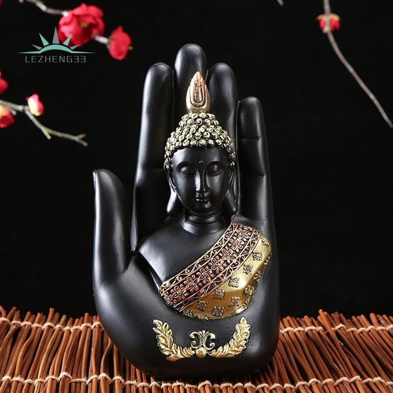 Thai Buddha in the Palm Statue Figurine, Buddha Sculpture-Indoor/Outdoor Decor for Garden,Patio,Porch Yard Art Decor