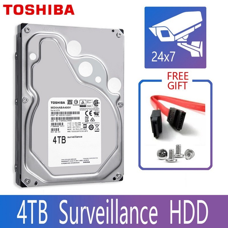 TOSHIBA 4TB Video Surveillance Hard Drive Disk DVR NVR CCTV Monitor HDD HD Internal SATA III 6Gb/s 5400RPM 128MB 3.5" harddisk