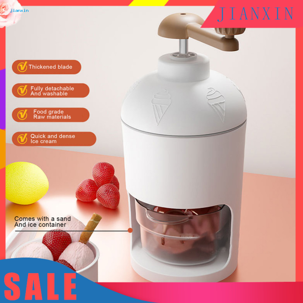 <jianxin> Ice Cream Maker Stainless Steel Shaved Ice Machine Portable Ice Crusher Shaved Ice Machine Snow Cone Maker Compact Size Detachable Sharp Blade No Battery for Southeast