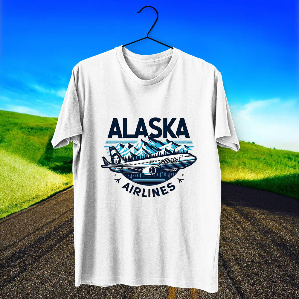 Alaska Airlines Logo Cotton T-Shirt Size