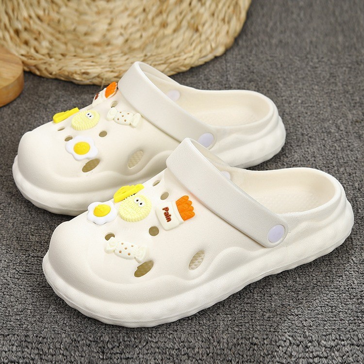 《New Store Promotion》New Summer Hole Shoes Women's Outer Wear Thick Bottom Cute Student Online Red Home Fashion Soft Bottom Closed Toe Sandals Women