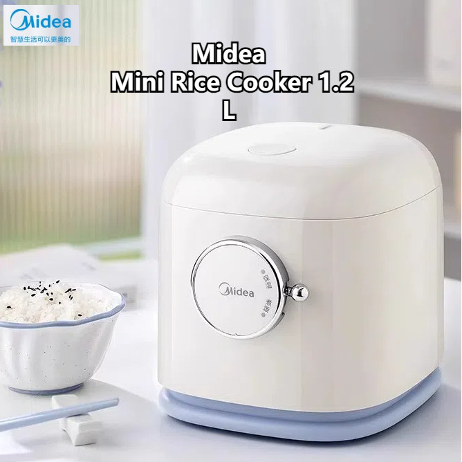 Midea Small Rice Cooker 1.2L Smart Electric Cooker MB-JE121 Cute Small Stew Pot Home Mini Capacity 1-2 People Family soup pot hot pot Gift Multifunction cooking pot