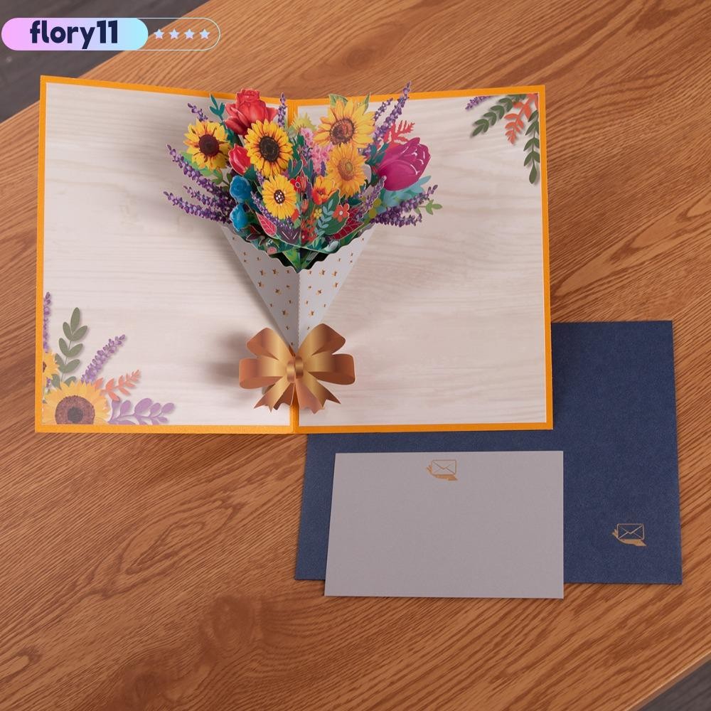 FLORY11 Flower Greeting Cards Mom's Gift Mother's Day Teacher's Day Get Well Sympathy Pop Up