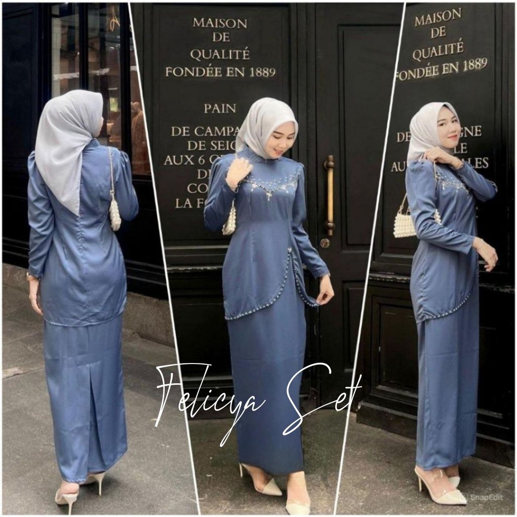 FELICYA ONE SET MALAY KURUNG DRESS PARTY DRESS LATEST WEDDING SUIT MUSLIM WOMEN'S FASHION OUTFIT LATEST EID CLOTHES