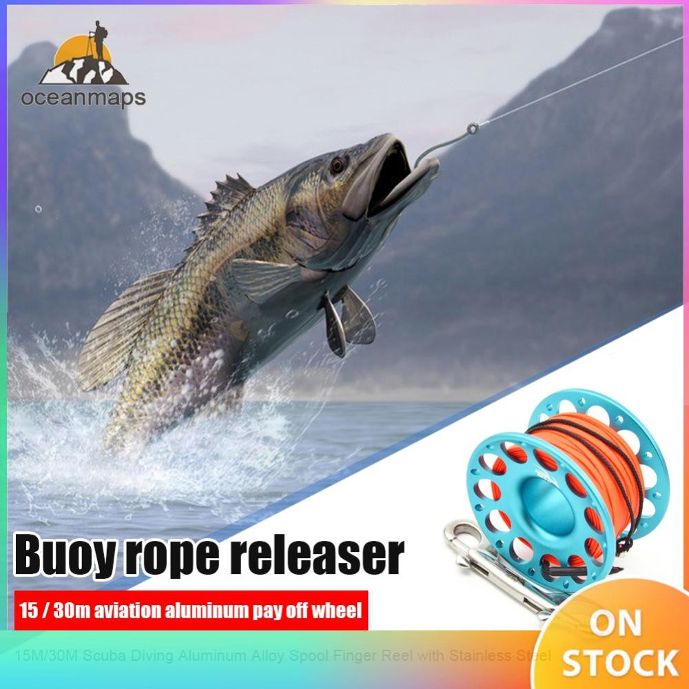 OCE! 15/30m Scuba Diving Spool Finger Reel Underwater Fishing Cave Dive Equipment DE