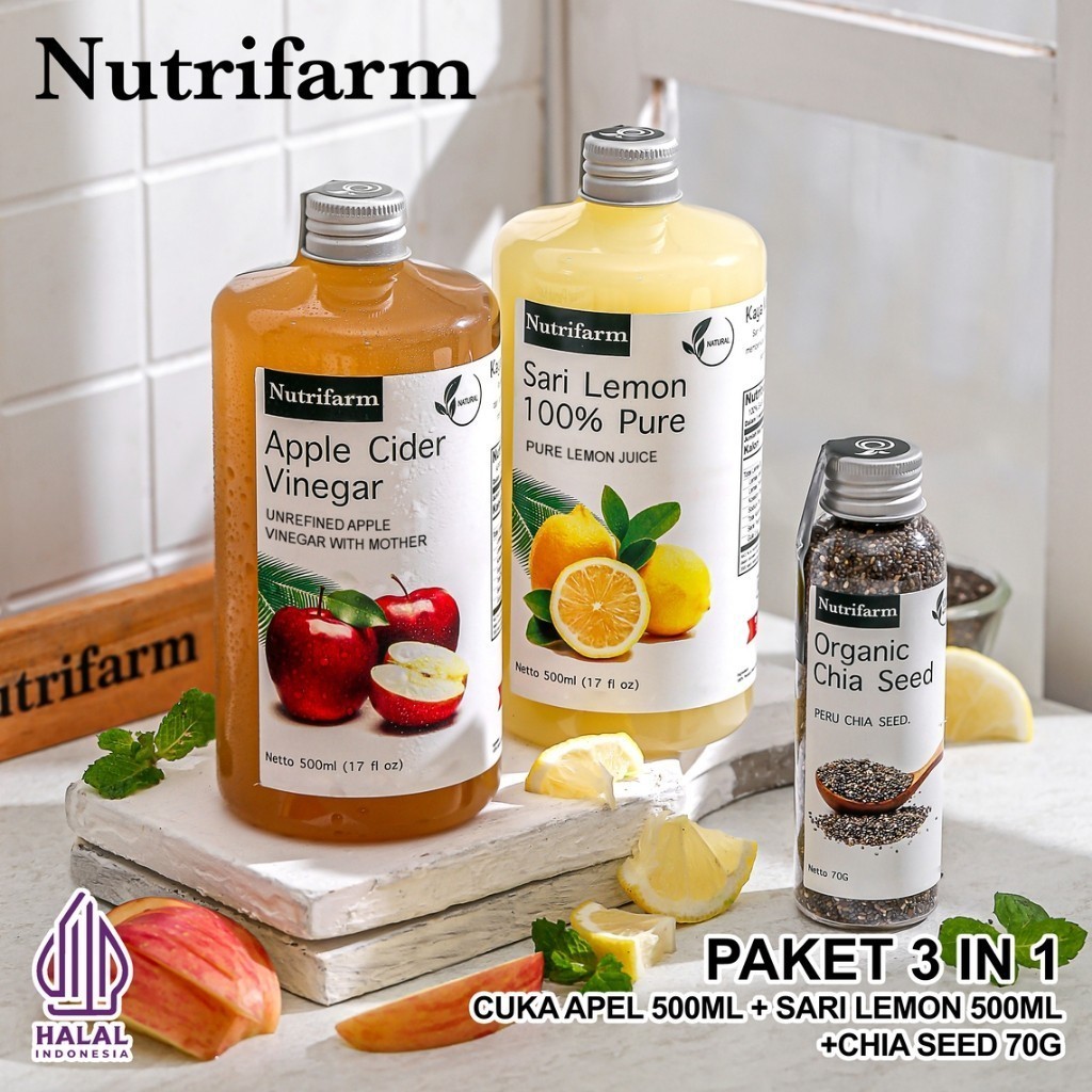Have Reliable PAKET DIET CUKA APEL 3 1 SARI LEMON CHIA SEED ORGANIK 500ML CIDER VINEGAR BR Premium Durable