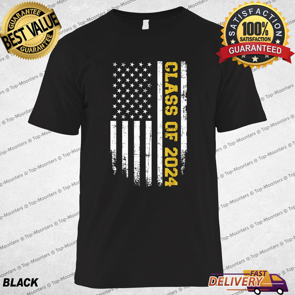 Class Of 2024 Graduation Us Vintage Flag T-Shirt, Senior 2024 Graduation Shirts