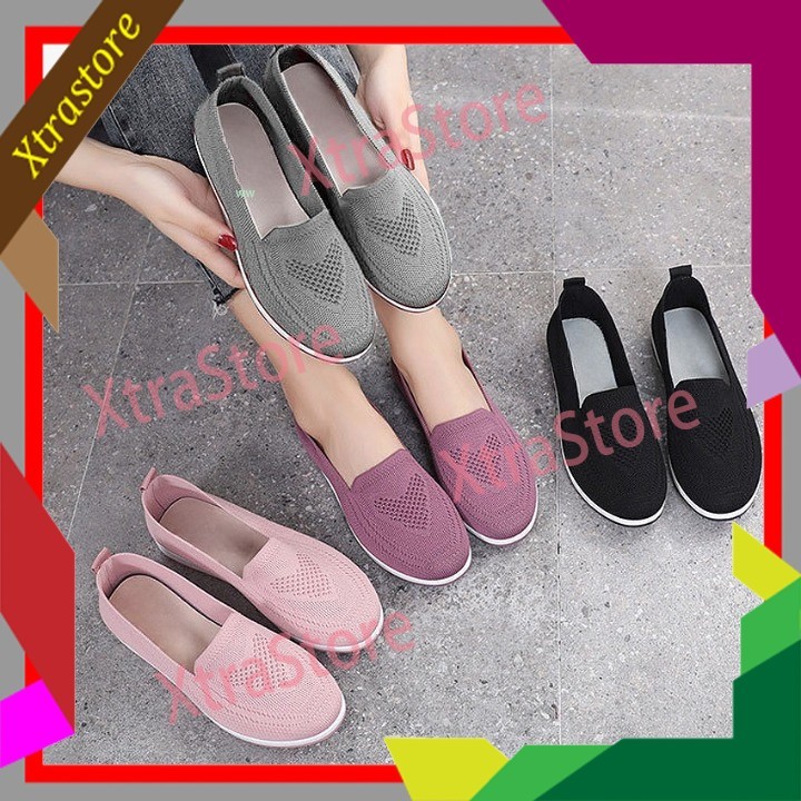 ?Xtrastore?(Women's Outdoor Breathable Mesh Sneakers Sport Shoes Kasut Sukan Wanita Slip-Ons Loafer