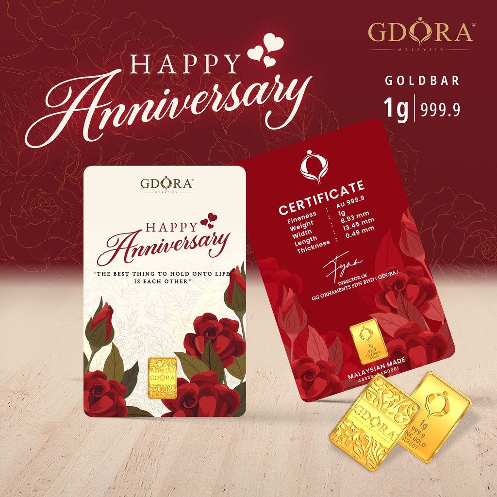GDORA Gold Bar 1.00gram Anniversary 999.9
