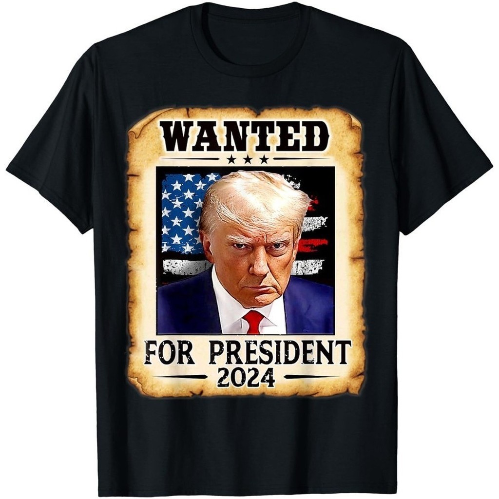 Donald Trump Mug Shot Wanted for U.S. President 2024 T-Shirt Men Clothing Vintage T Shirt Camisas Streetwear