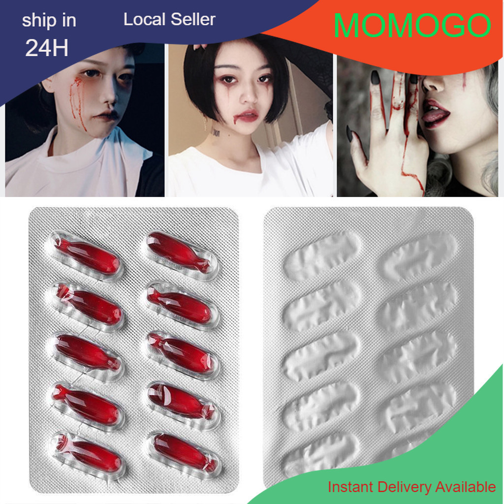 Edible Fake Blood Pills Capsules Design Convenient Portable Props for Cosplayer Vampire Actor Make-up Halloween Supplies