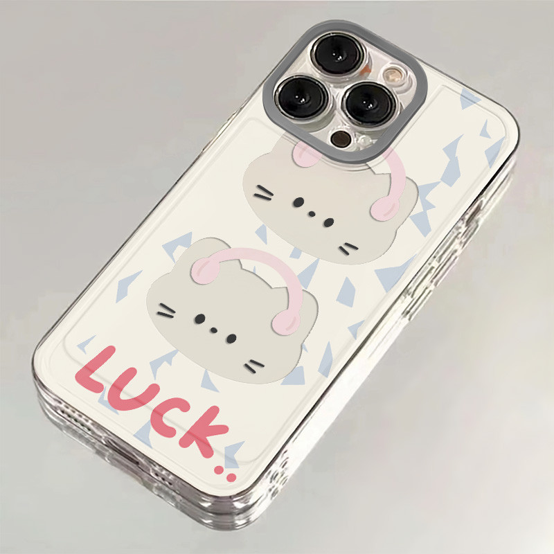 New Creative Headphones Kitten Pattern IPhone Case 15 14 13 12 11 Pro Max SE 2020 6 7 8 Plus Camera Shockproof X XR XSMAX Protection Silicone Phone Case