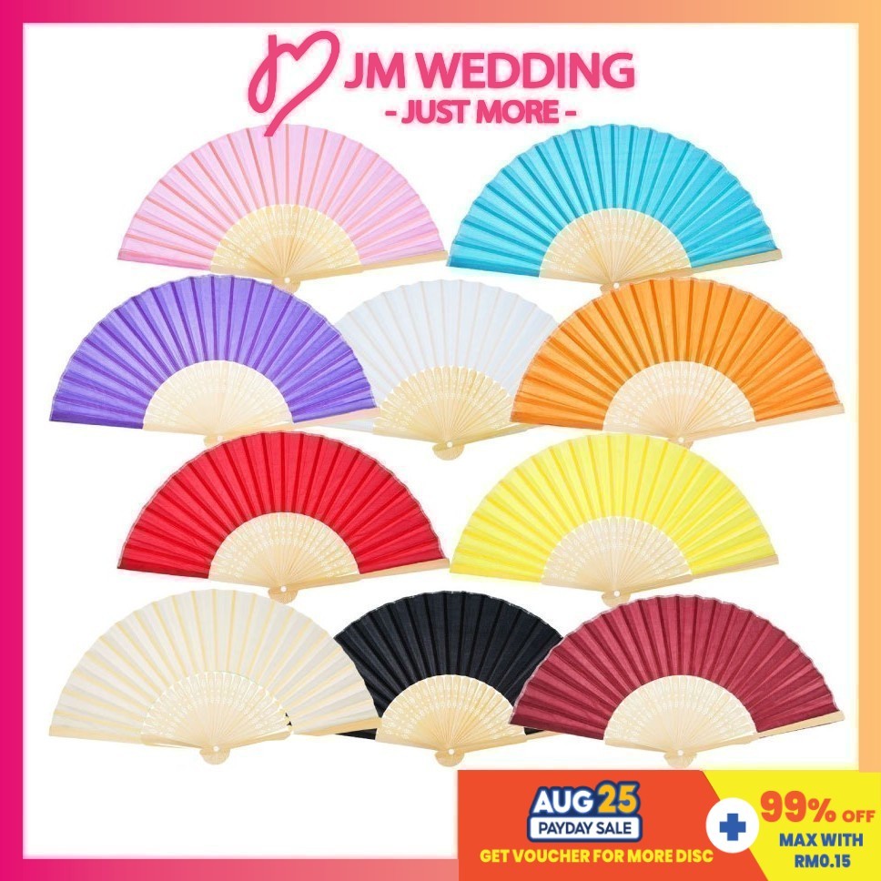 Silk Hand Fans/Craft Fan Kipas Tangan Murah Buluh Kain Garden Bamboo Wedding Favor/Gift/VIP Doorgift