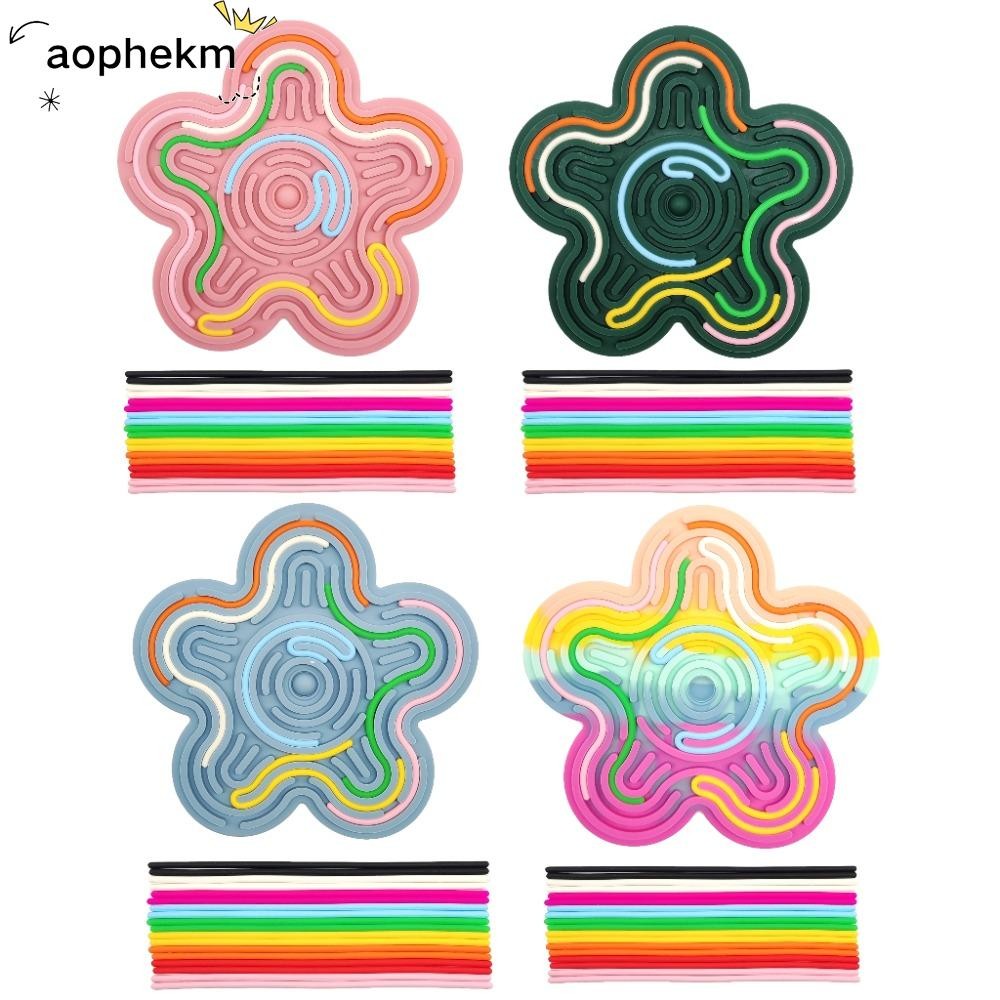 AOPHEKM Sensory Activity Board, Flower Shape Stress Relief Fidget Pad Toys, Soft 18 Strings Silicone Autism Sensory Products for Kids 3+