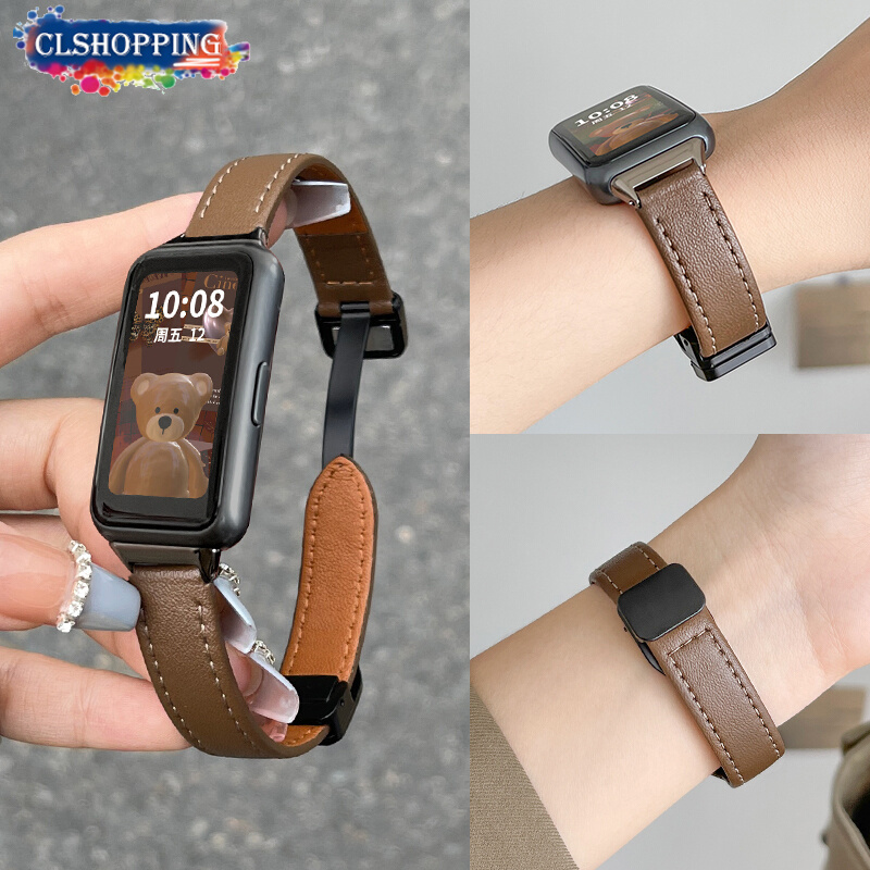 Leather Strap For Huawei band 10 9 8 NFC Magnetic Watchband for band 7 Watch Fit 3 Smartwatch Sport Belt Woman Man Belt Bracelet