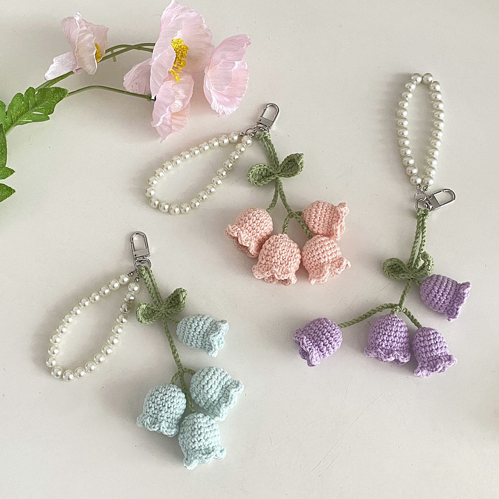 Creative Bluebell Keychain Flower Bag Accessories Cute Girl Wool Gift Pendant Key Hanging Ornament