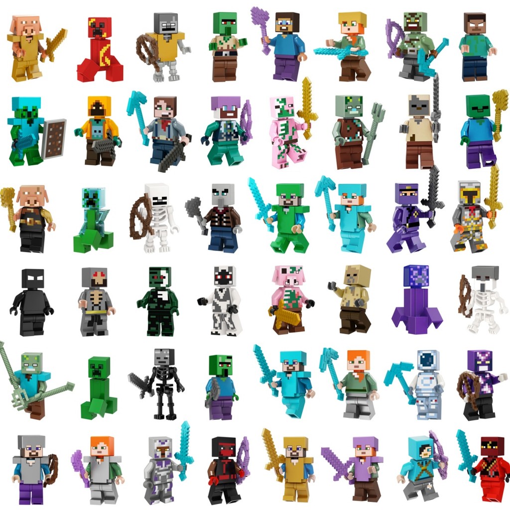Minecraft Action Figure Steve Alex Creeper Villager Wither Skeleton Drowned Null Entity 303 Herobrine Building Block Collection Toys For Children