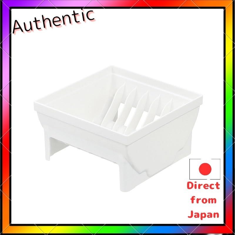 Richell Kitchen Storage TOTONO Drawer Dish Stand R Mini White Made in Japan Dishwasher Compatible Handle Attached Easy to Use Convenient Antimicrobial Stylish Simple Plate Case 10009