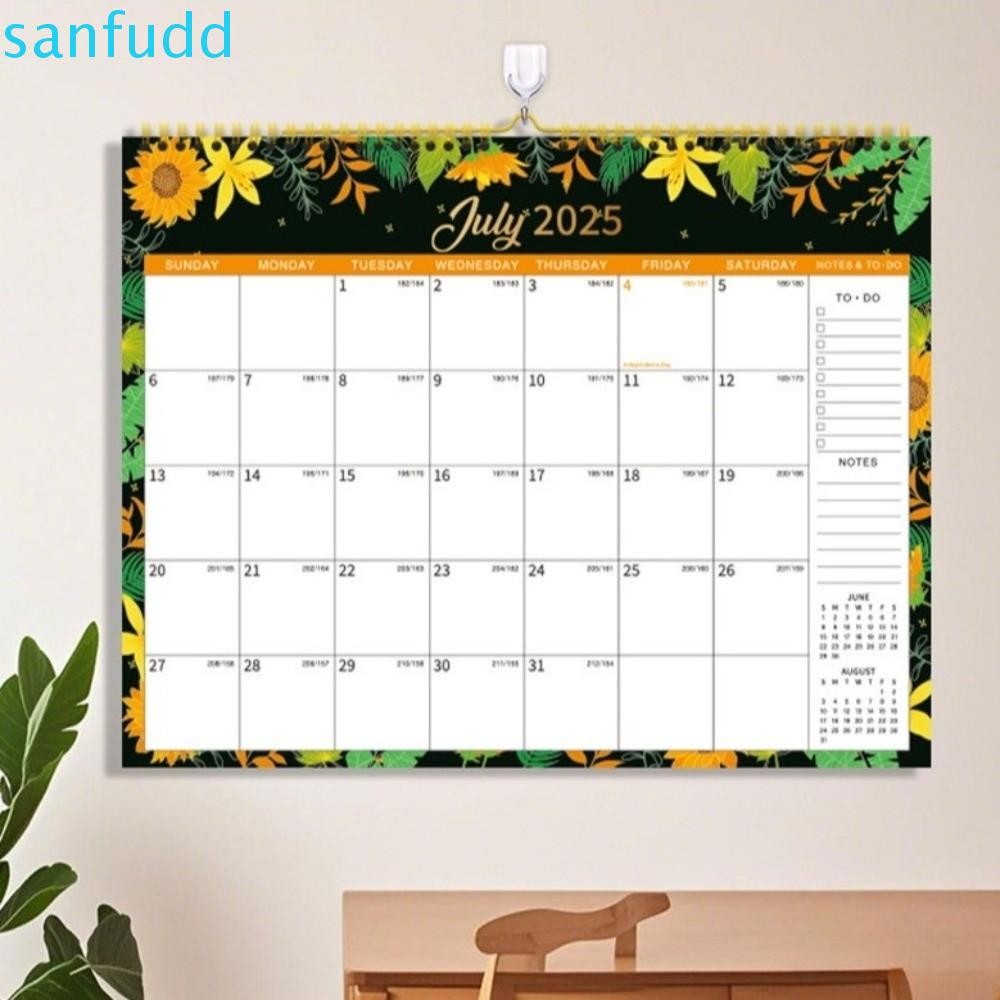 SANFUDD Wall Calendar, Creative Monthly Layout Coil Calendar, Durable with Waterproof Cover Thick Paper Spacious Monthly Planner Calendar Family Planning