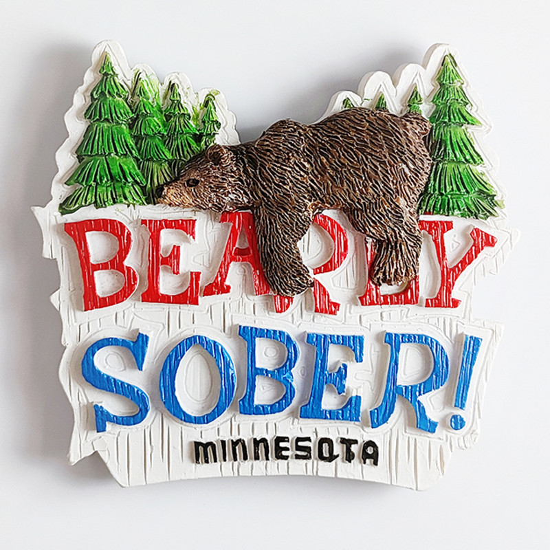 Minnesota Black Bear, North Star State, USA Fridge Stickers Tourist Souvenir Refrigerator Stickers Home Decoration