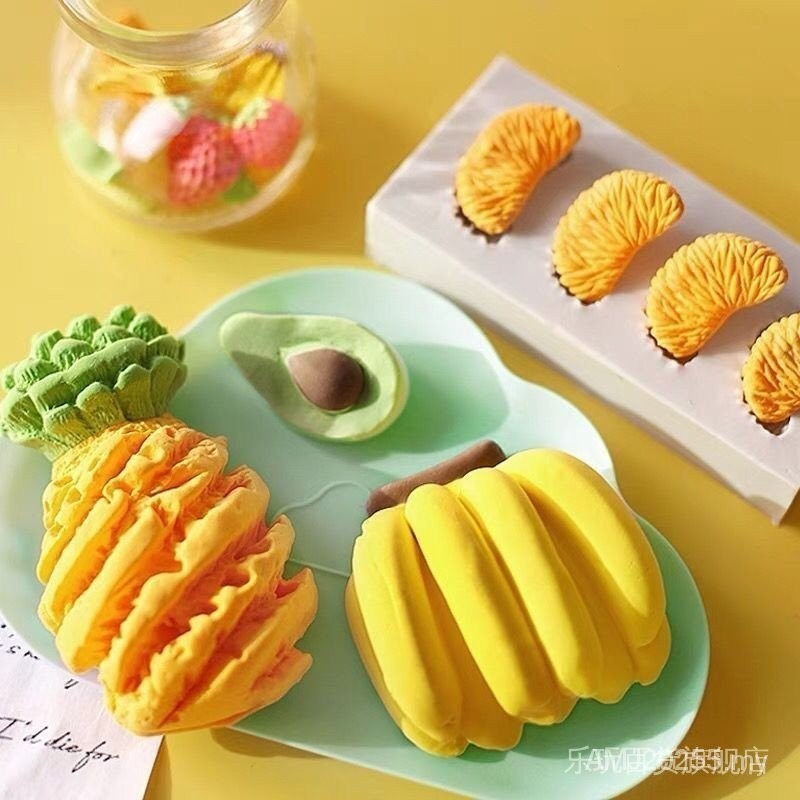 Mold Mould Luchu Acuan Buah durian Nanas Pisang Silikon Acuan Pencuci mulut Mousse Baking Tool Diy Candle Acuan 8.3