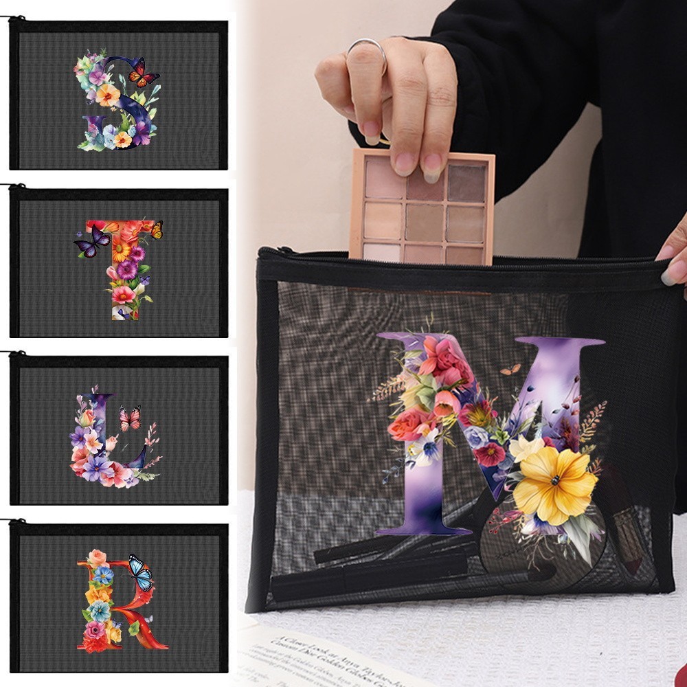 Mesh Cosmetic Bag Female Makeup Pouch Travel Wash Storage Bags Portable  Cosmetic Organizer Butterfly Series