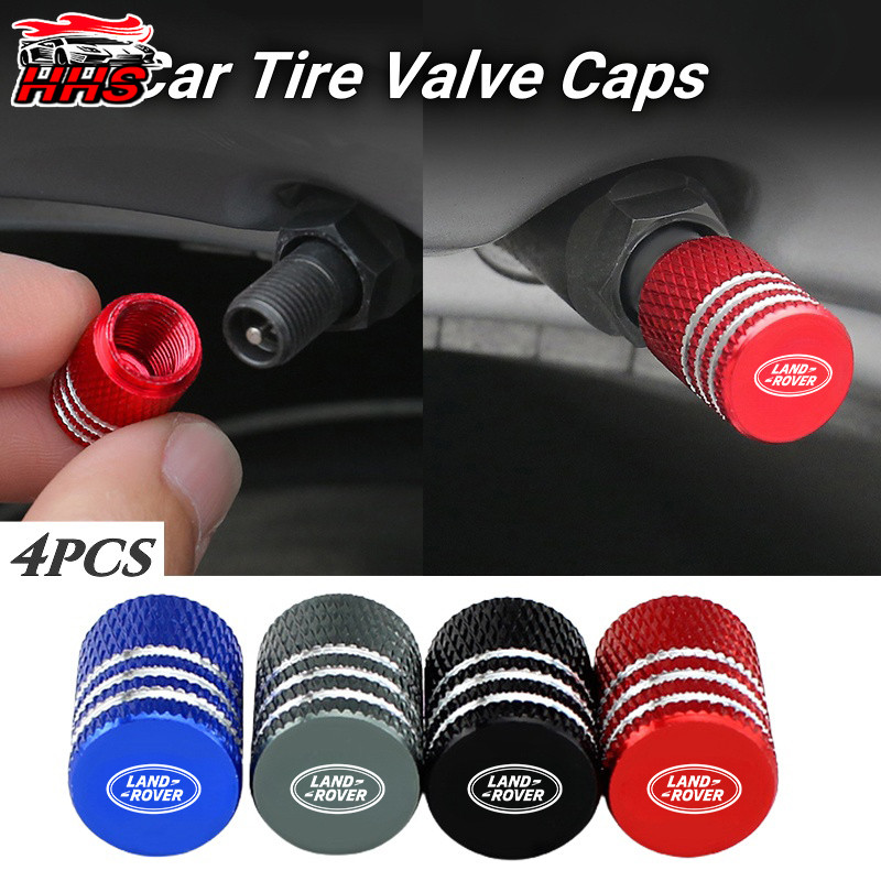 4Pcs Land Rover Car Tire Valve Caps Laser Printed Car Logo Automotive Bicycle Metal Parts for Land Rover Freelander 2 Defender Range Rover Evoque Velar DISCOVERY Sport