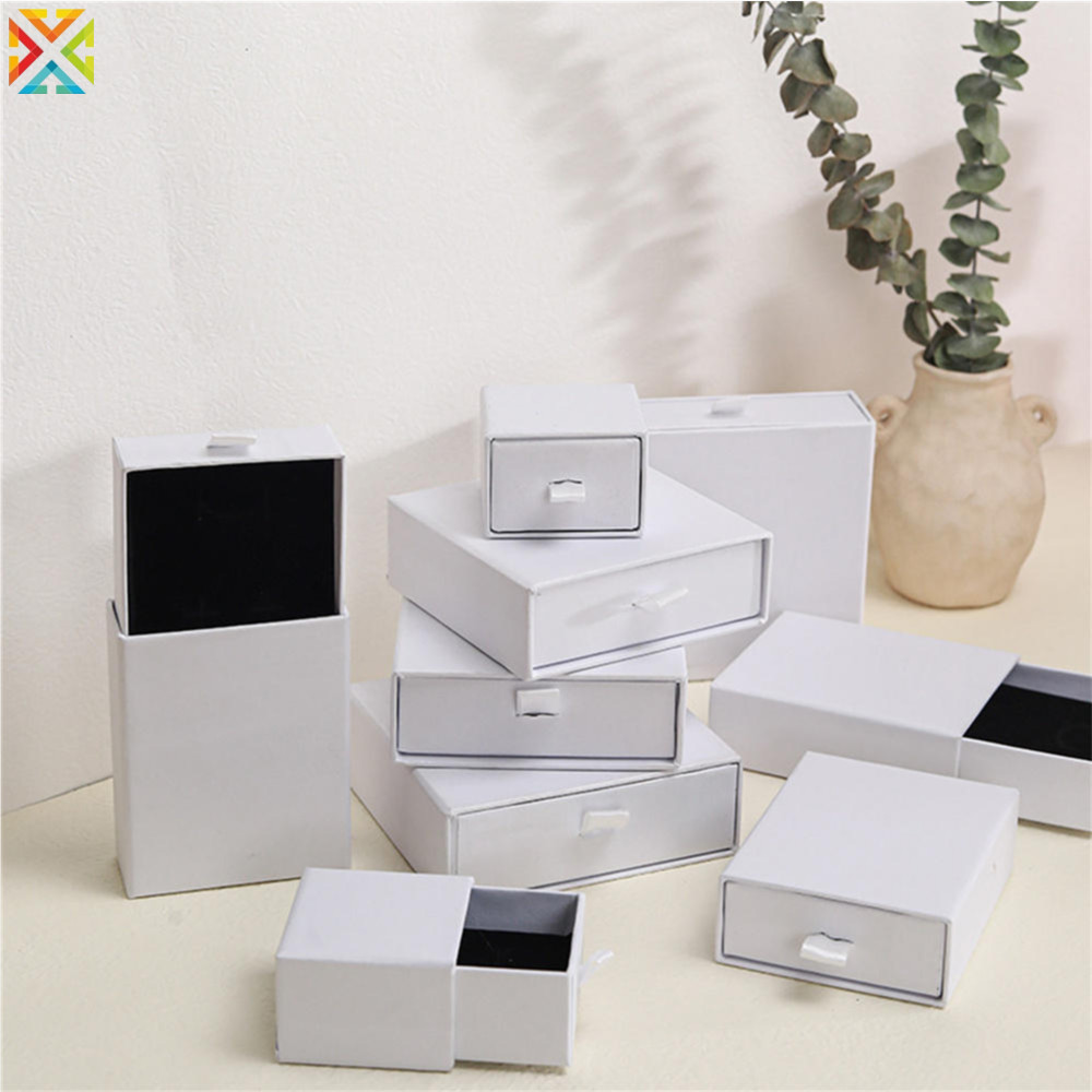 Creative Drawer Jewelry Packaging Box Necklace Rings Earing Bracelet Storage Organizer Solid Color Paper Gift Display Stand