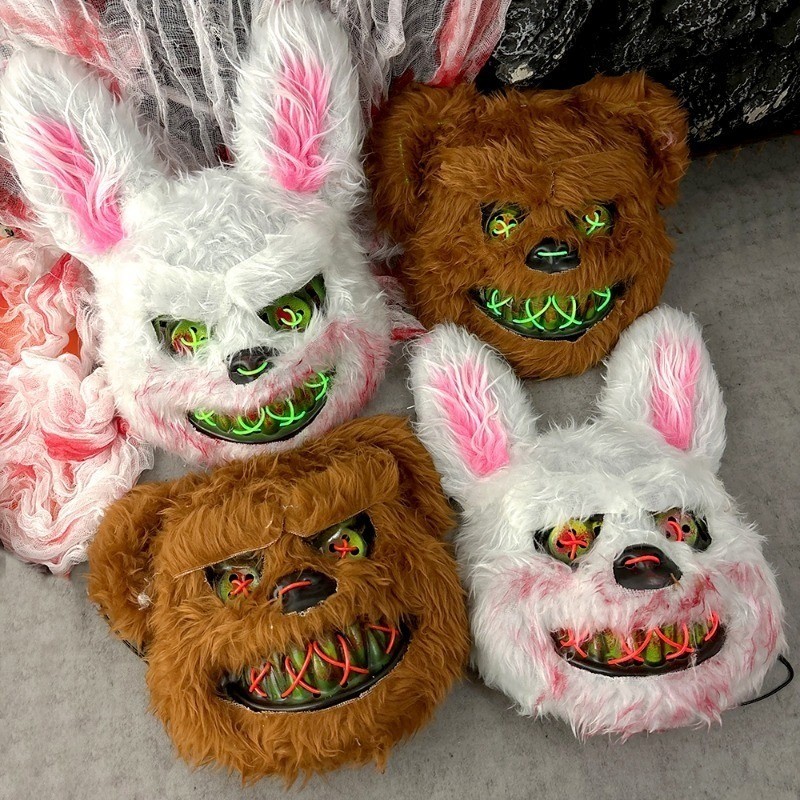 Creative Holiday Mask Bloody Rabbit Bear Creepy Halloween Horror Adult Mask Dress Costumes Props Face Masks