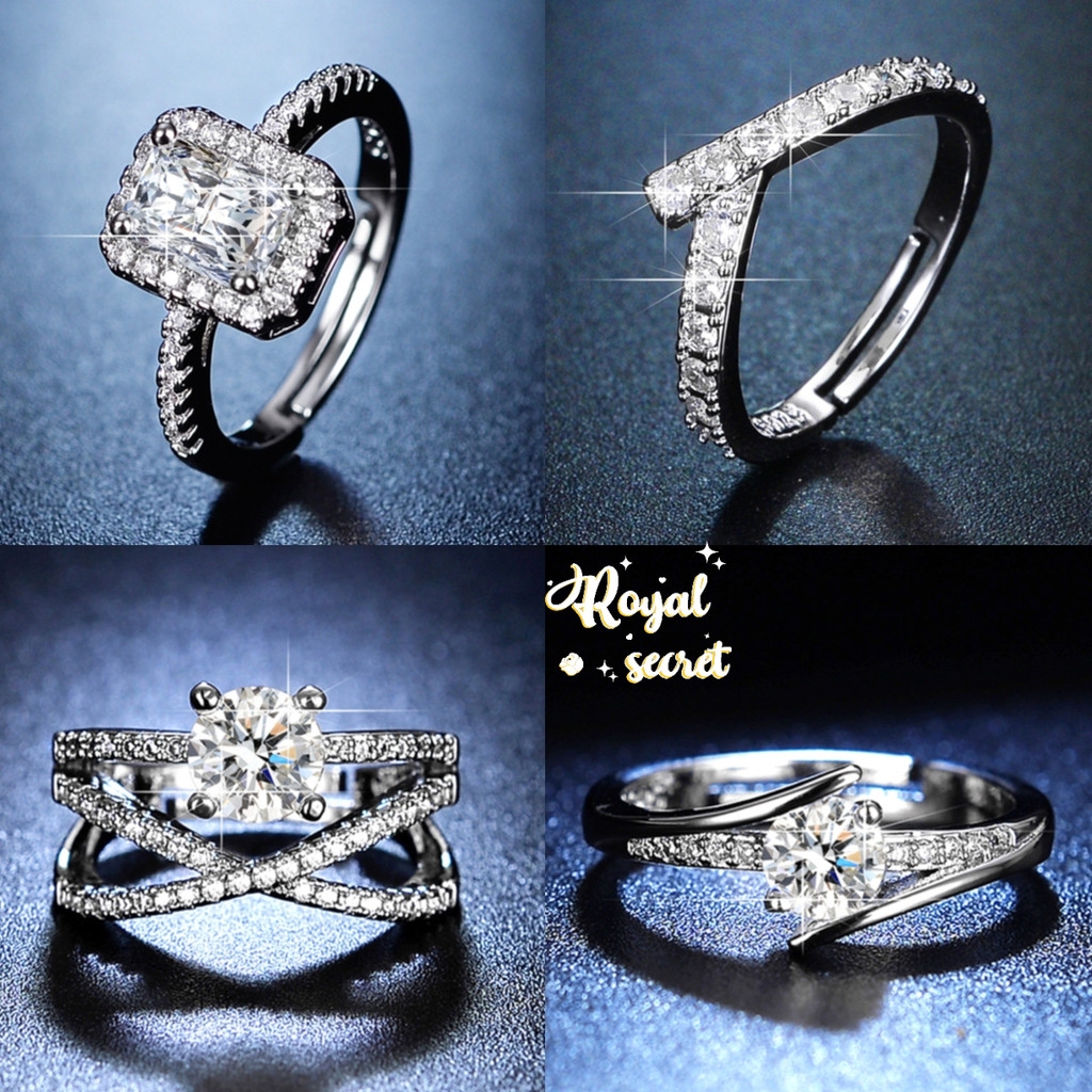 Raya Royal Jewellery Silver 925 Original Ring For Women Cincin Perak Perempuan S925 Adjustable Rings Diamond Moissanite Perempuan Adjustable Women Ring