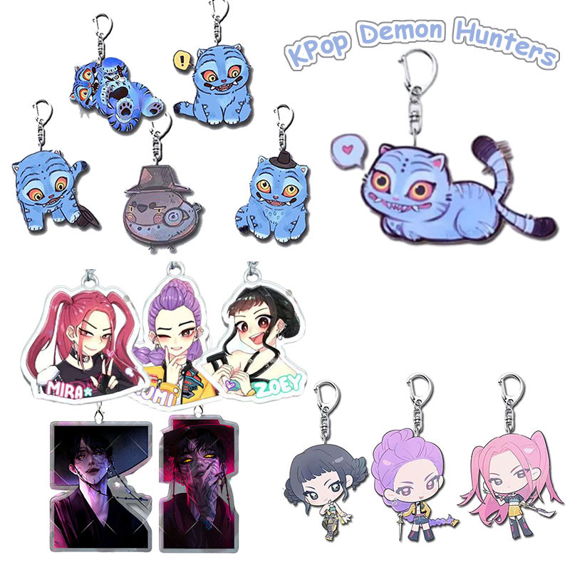 KPop Demon Hunters Keychain Acrylic Derpy Tiger HUNTR/X and Saja Boys Collection