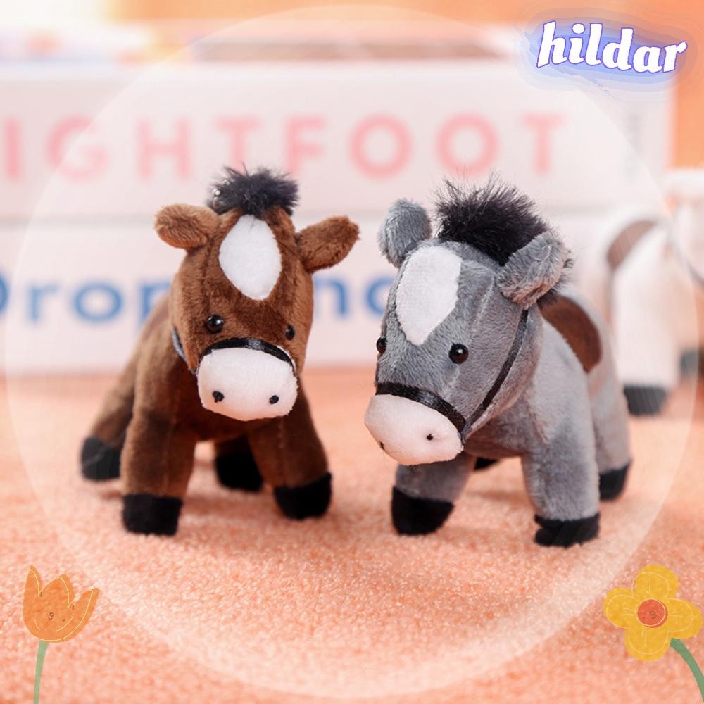 HILDAR Horse Plush Doll, Stuffed Animal Long Hair Pony Pendant,  Soft 12cm Plush Horse Pendant Bag Charm