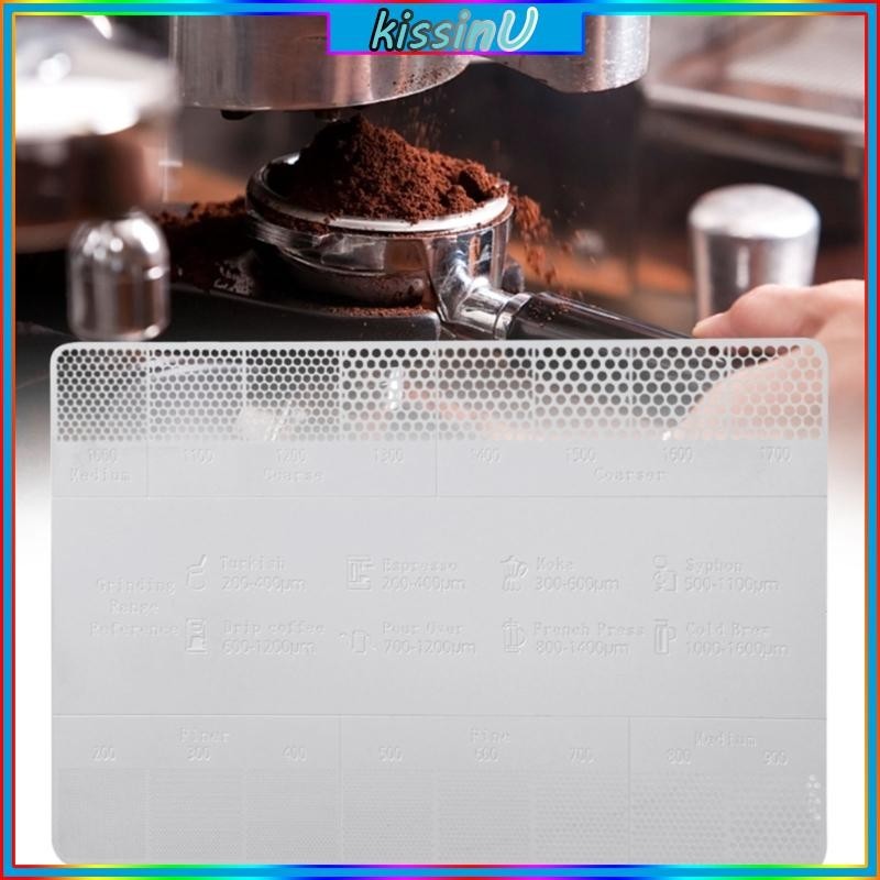 kiss StainIess Steel Coffee Grinds Reference Card Metal Coffee Grinds Size Ruler Professional Coffee Bean Grinderes Acce